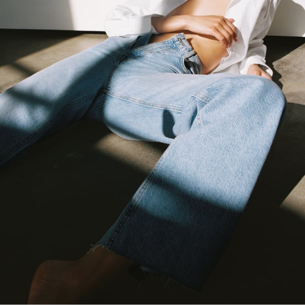 Zara The 90s Straight leg jean, blue, size 6